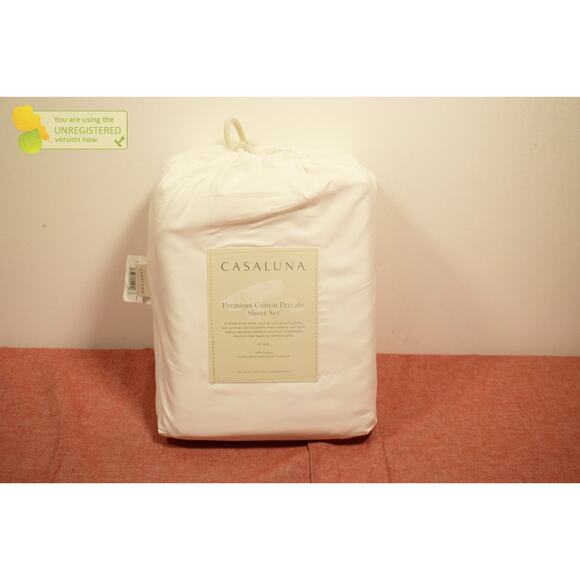 Casaluna King 400 Thread Count Percale Sheet Set White* - Picture 1 of 4